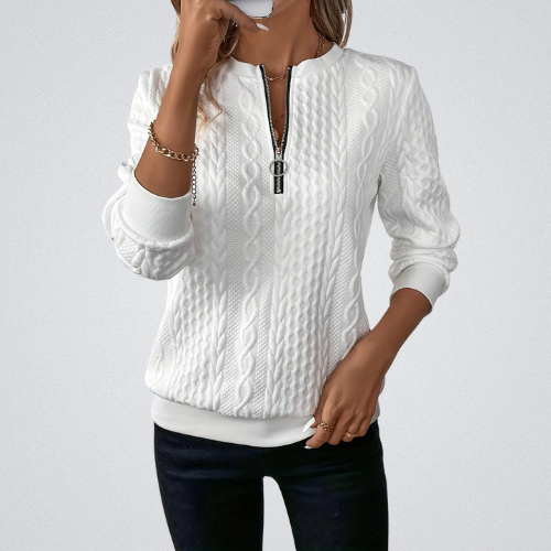 Olivia | Textured Half-Zip Sweater